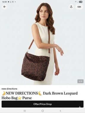 🌛NEW DIRECTIONS🌜 Dark Brown Leopard Hobo Bag⭐ Purse